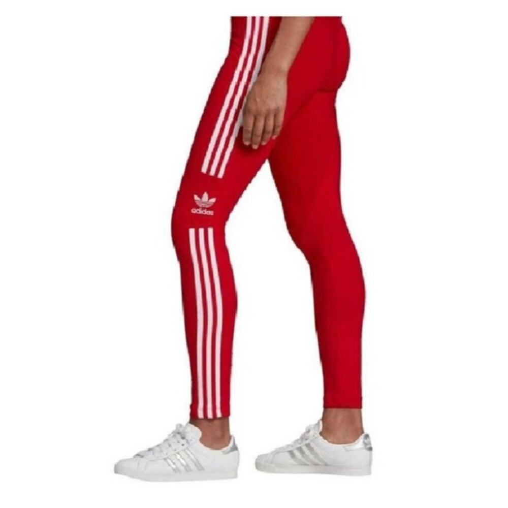 NWT Adidas Womens XS Trefoil Tights Red/White 3-Stripe Cotton Blend Stretch